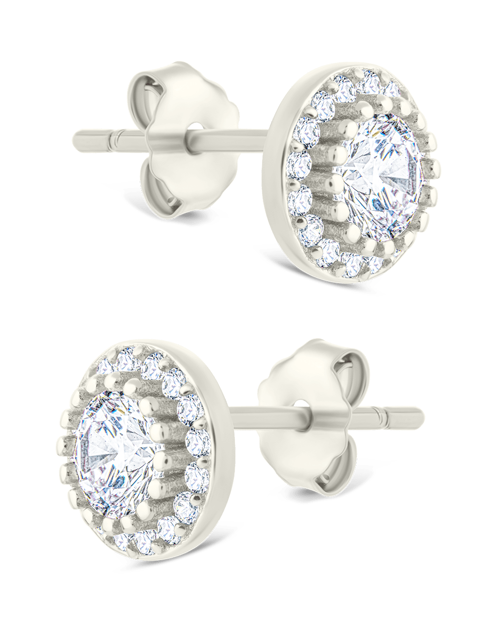 Sterling Silver Round Cut Brilliant Halo Studs - Sterling Forever