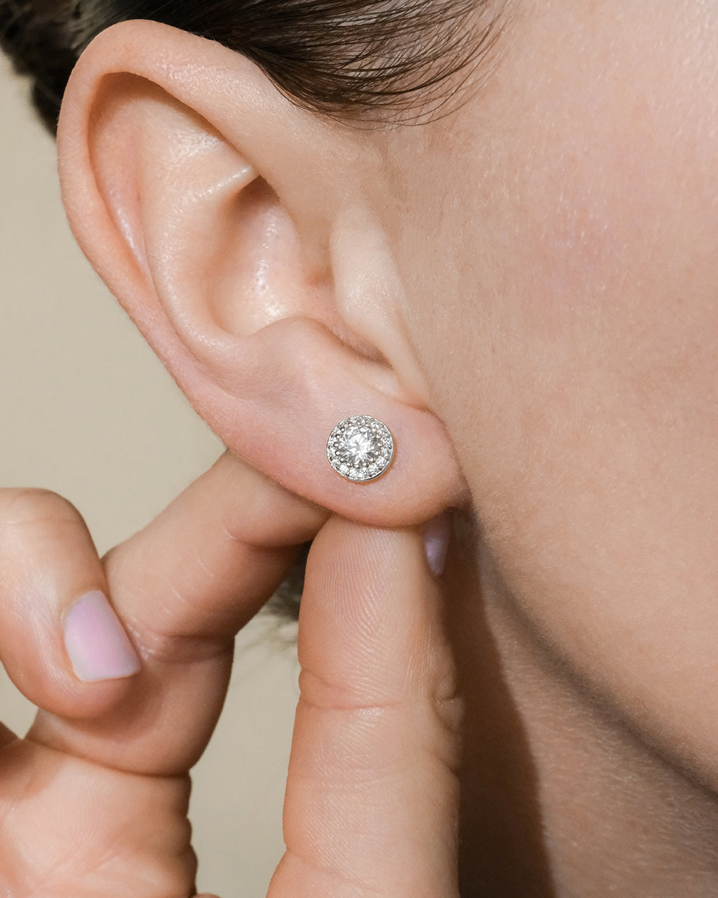 Sterling Silver Round Cut Brilliant Halo Studs