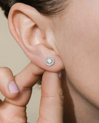 Sterling Silver Round Cut Brilliant Halo Studs - Sterling Forever