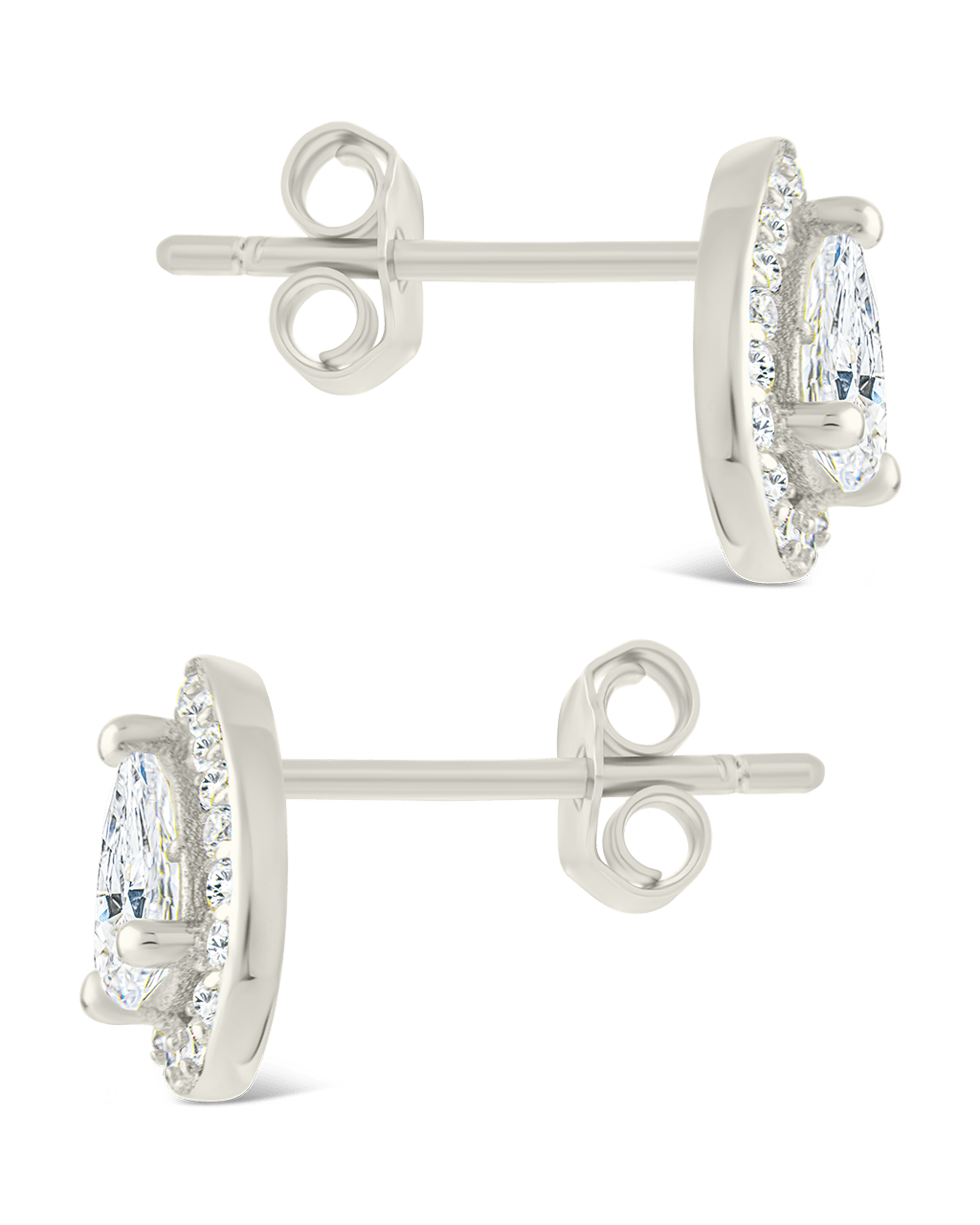 Sterling Silver Pear Cut Brilliant Halo Studs - Sterling Forever