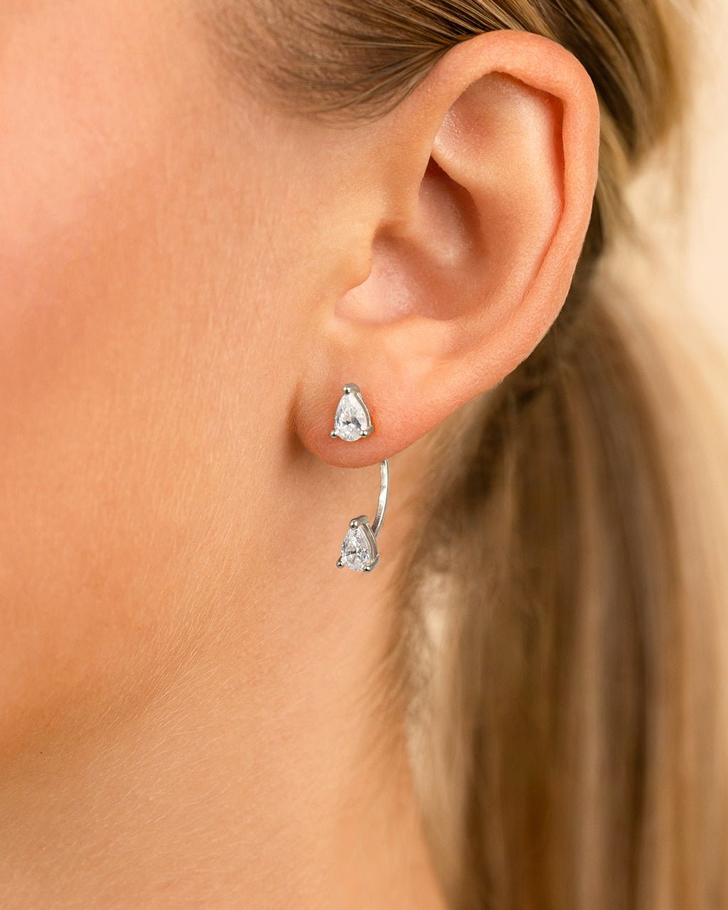 Sterling Silver Pear Cut Duo Jackets - Sterling Forever