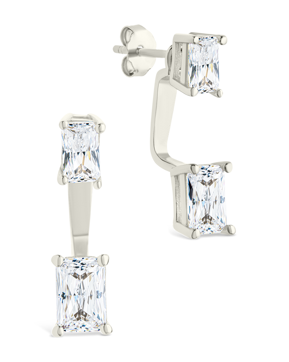 Sterling Silver Emerald Cut Duo Jackets