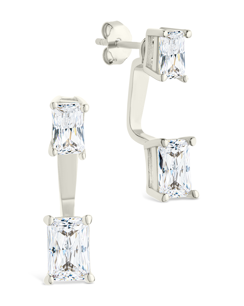 Sterling Silver Emerald Cut Duo Jackets