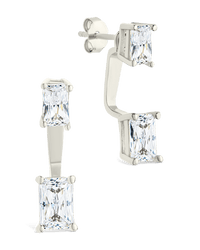 Sterling Silver Emerald Cut Duo Jackets - Sterling Forever