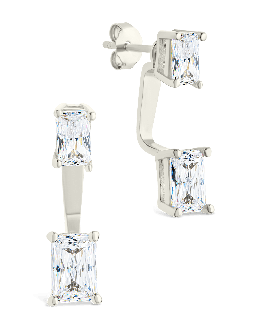 Sterling Silver Emerald Cut Duo Jackets - Sterling Forever