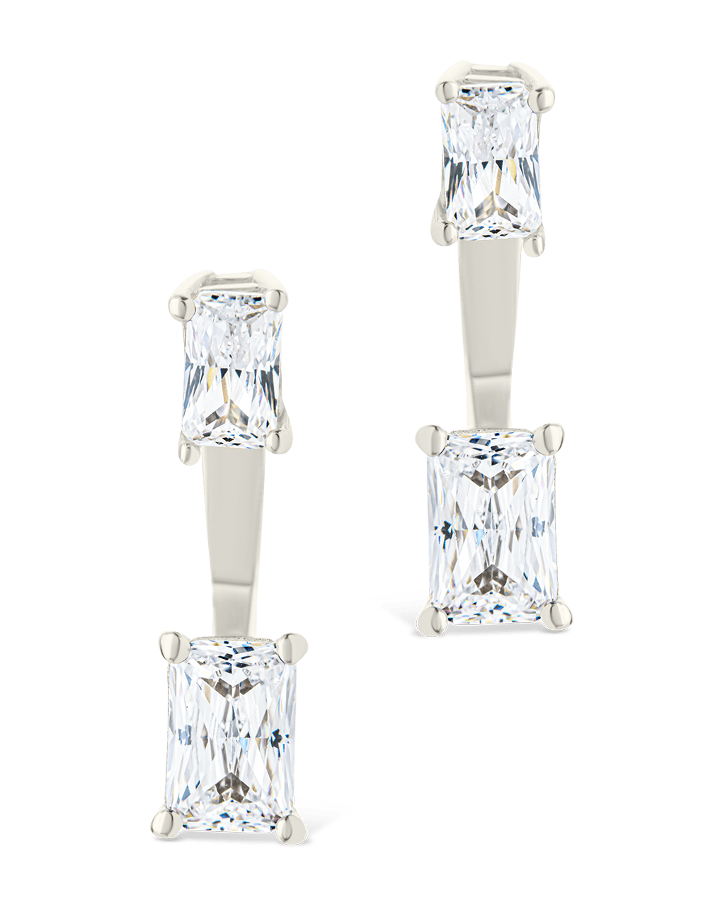 Sterling Silver Emerald Cut Duo Jackets - Sterling Forever