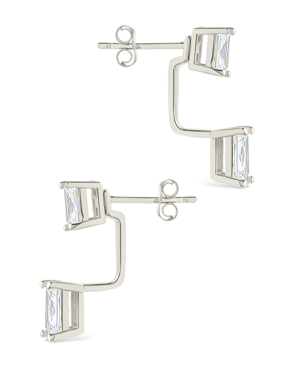 Sterling Silver Emerald Cut Duo Jackets - Sterling Forever