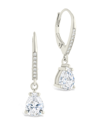 Sterling Silver Angelica Pear Cut CZ French Clip Earrings - Sterling Forever