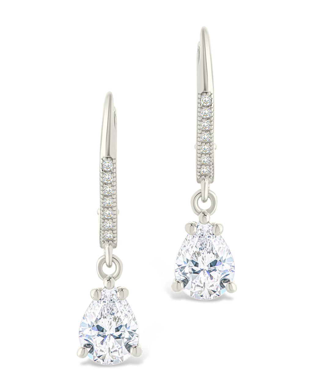 Sterling Silver Angelica Pear Cut CZ French Clip Earrings - Sterling Forever
