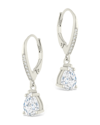 Sterling Silver Angelica Pear Cut CZ French Clip Earrings - Sterling Forever