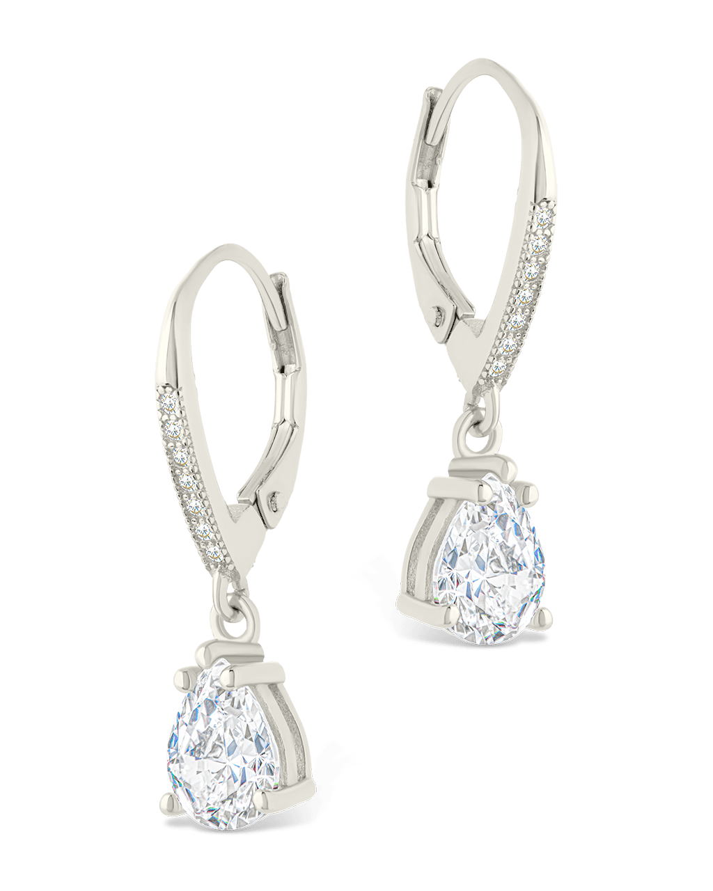 Sterling Silver Angelica Pear Cut CZ French Clip Earrings - Sterling Forever