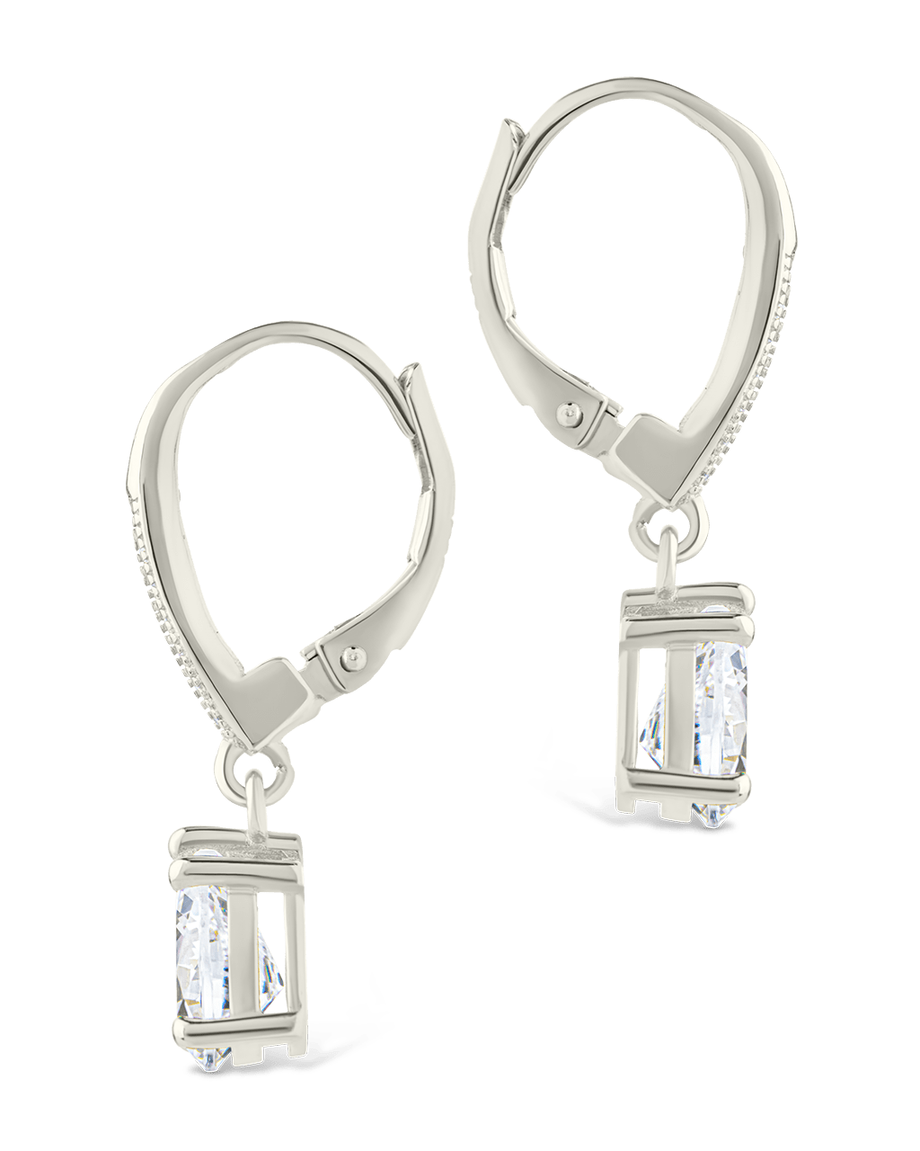 Sterling Silver Angelica Pear Cut CZ French Clip Earrings - Sterling Forever