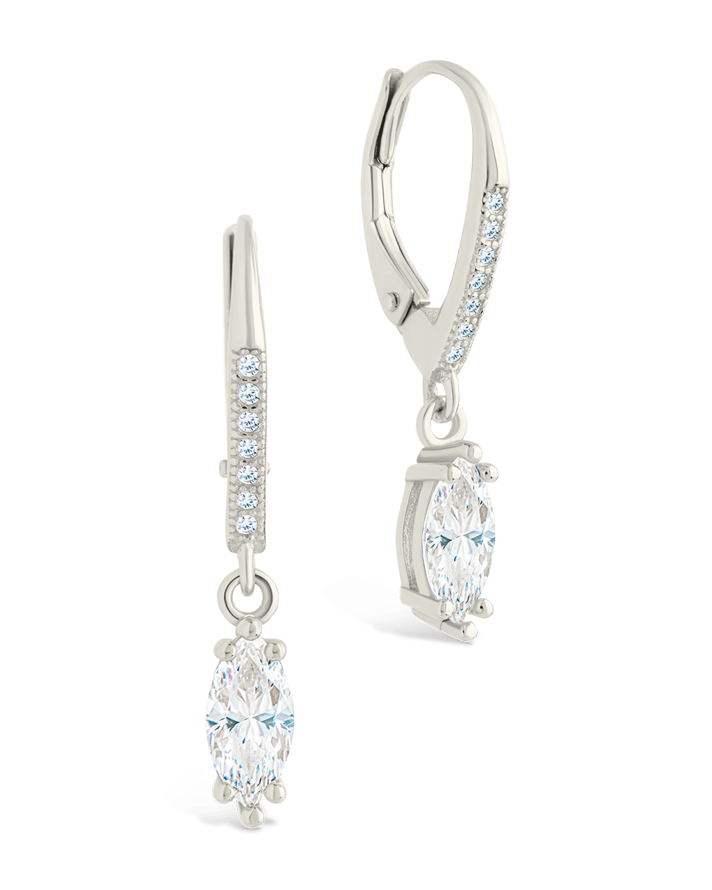 Sterling Silver Allegra Marquise Cut CZ French Clip Earrings - Sterling Forever