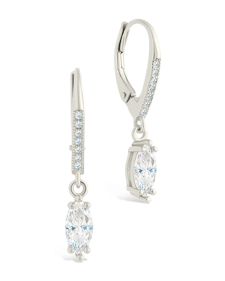 Sterling Silver Allegra Marquise Cut CZ French Clip Earrings