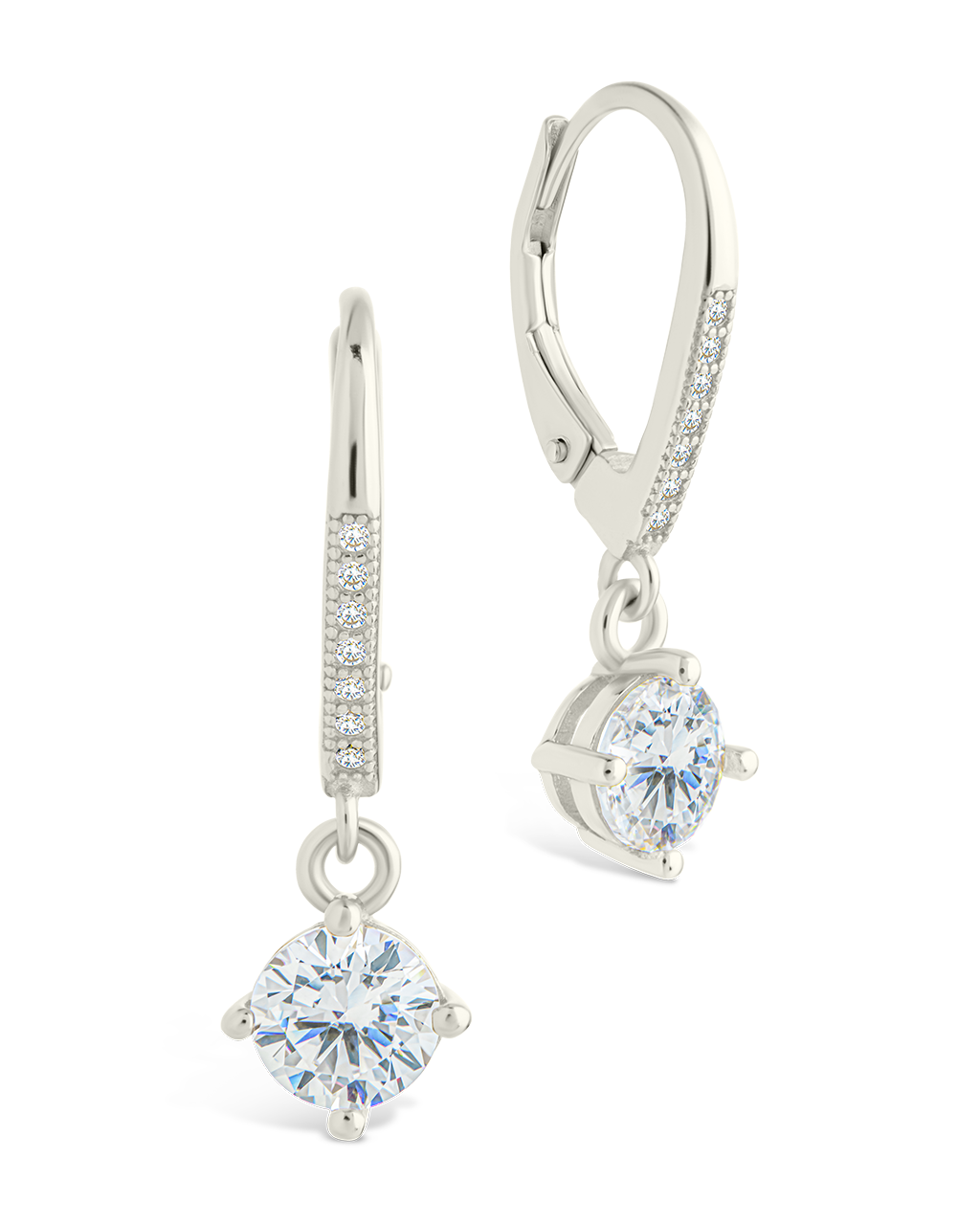 Sterling Silver Matilda Brilliant Cut CZ French Clip Earrings