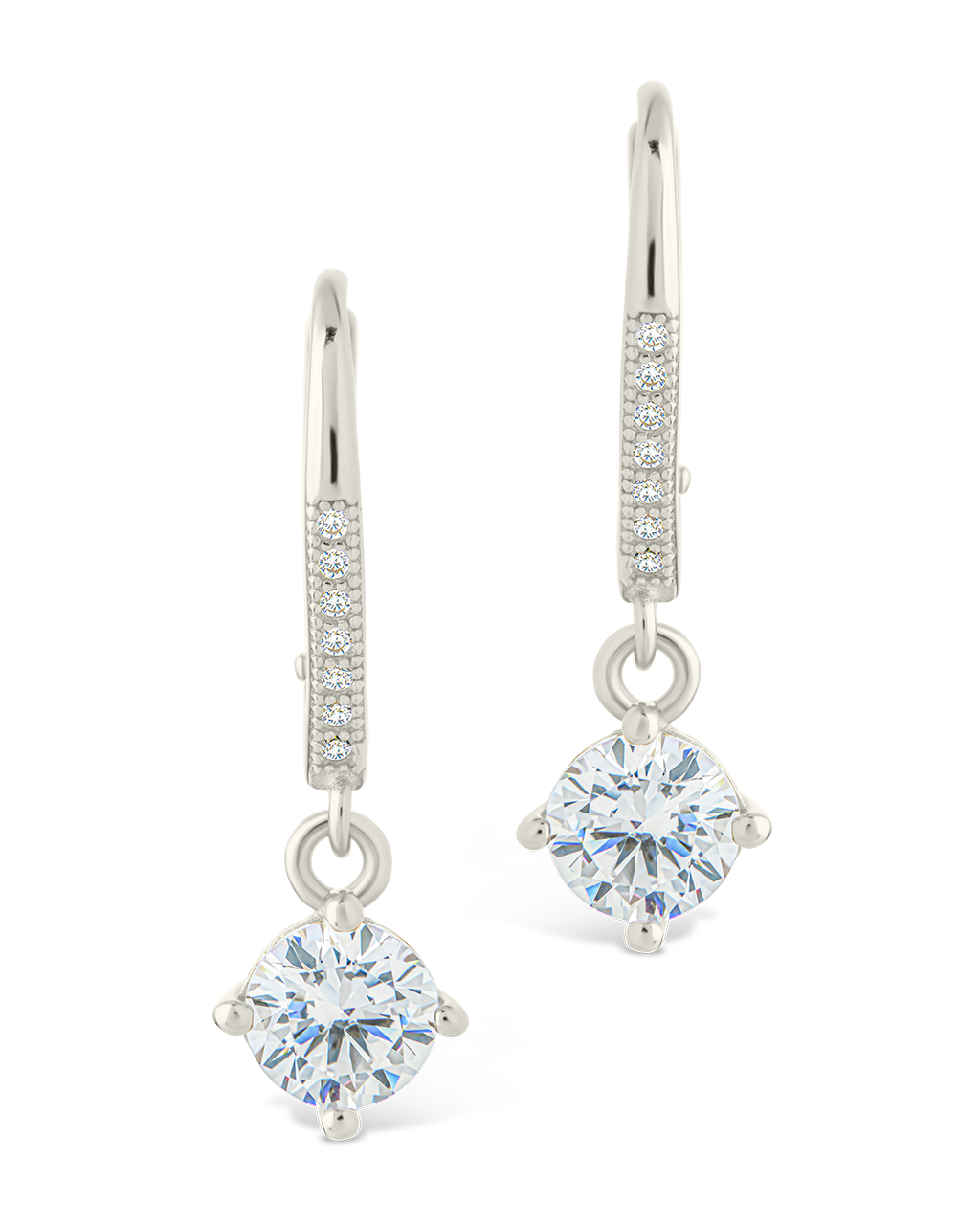 Sterling Silver Matilda Brilliant Cut CZ French Clip Earrings