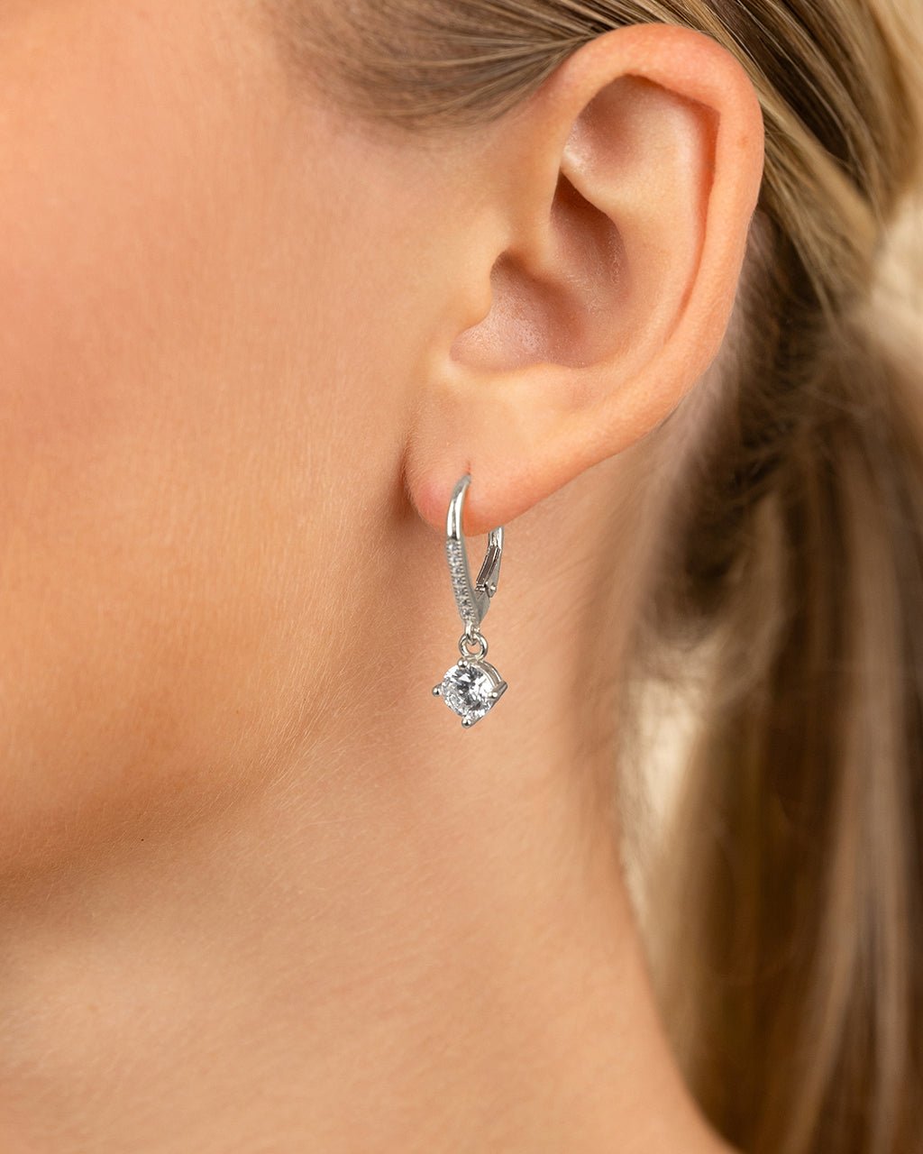 Sterling Silver Matilda Brilliant Cut CZ French Clip Earrings - Sterling Forever