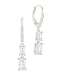 Sterling Silver Eulalia Emerald Cut CZ French Clip Earrings - Sterling Forever