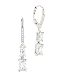 Sterling Silver Eulalia Emerald Cut CZ French Clip Earrings - Sterling Forever