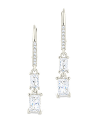 Sterling Silver Eulalia Emerald Cut CZ French Clip Earrings - Sterling Forever