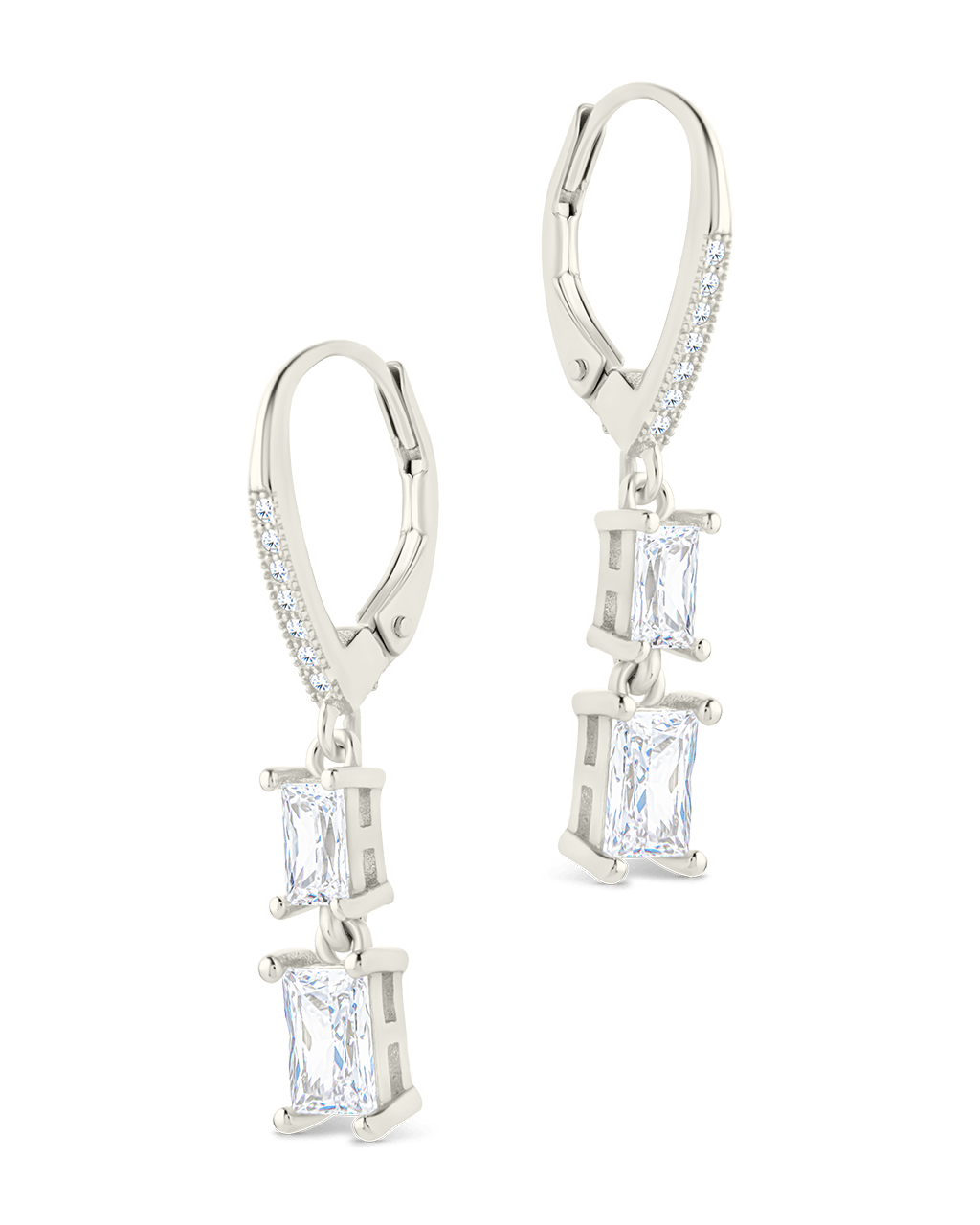 Sterling Silver Eulalia Emerald Cut CZ French Clip Earrings - Sterling Forever