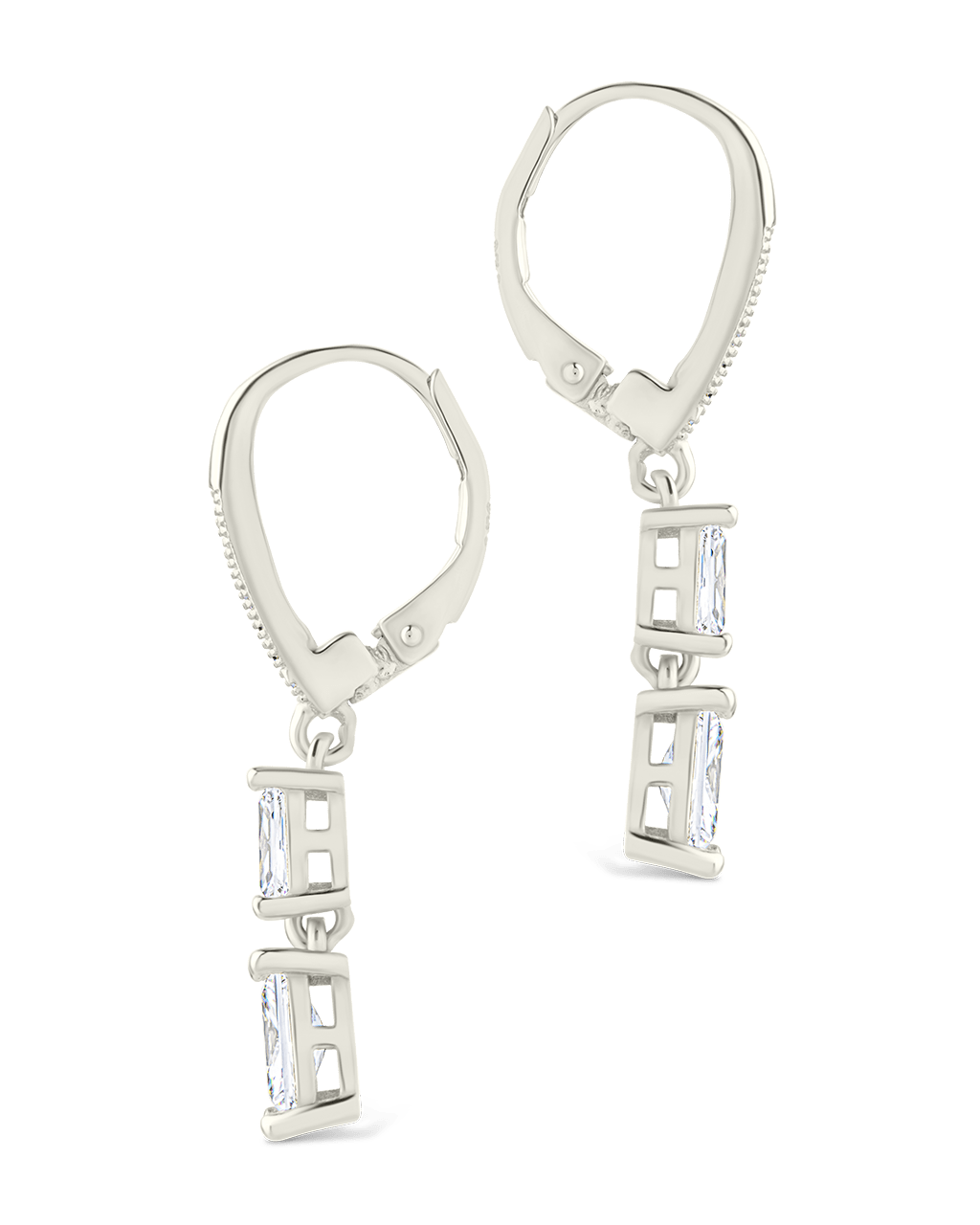 Sterling Silver Eulalia Emerald Cut CZ French Clip Earrings - Sterling Forever