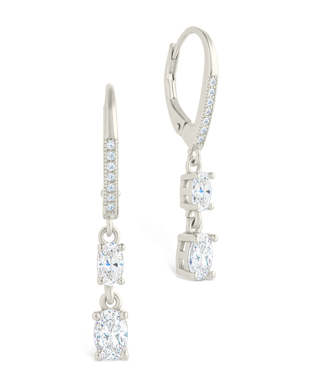 Sterling Silver Liesel Oval Cut CZ French Clip Earrings