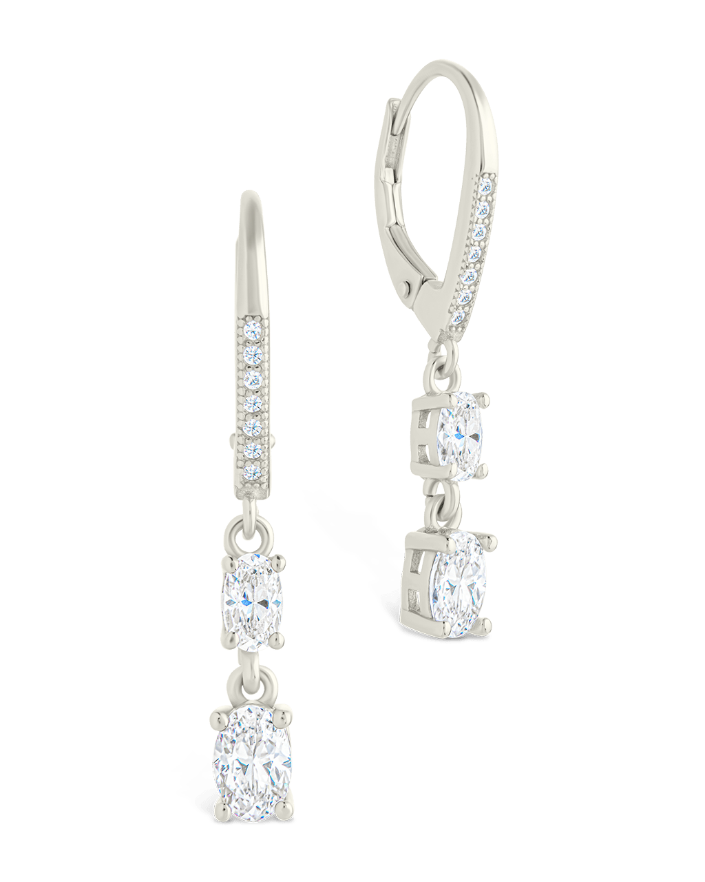 Sterling Silver Liesel Oval Cut CZ French Clip Earrings - Sterling Forever