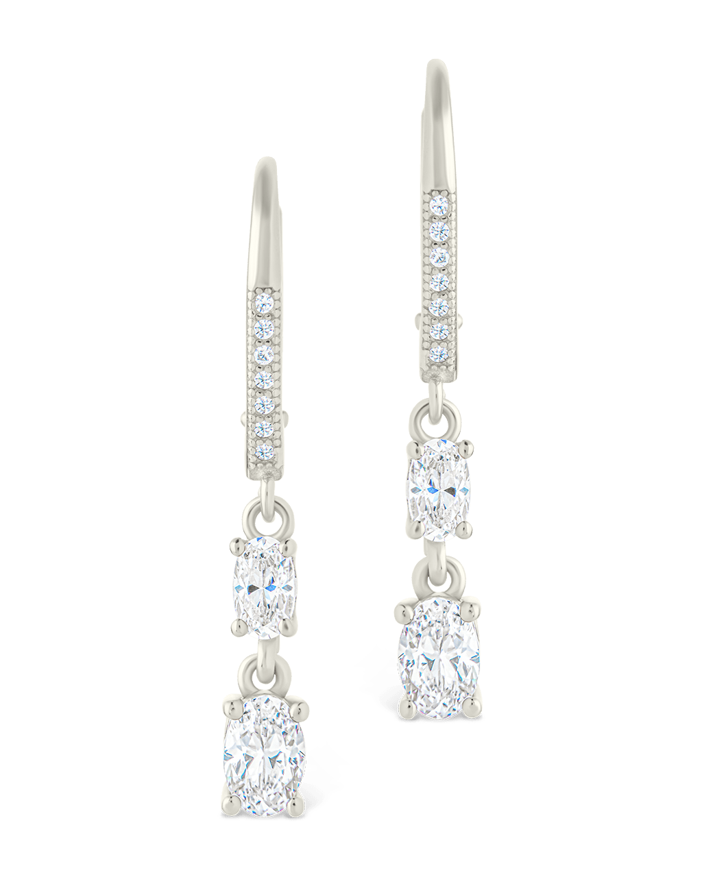 Sterling Silver Liesel Oval Cut CZ French Clip Earrings - Sterling Forever