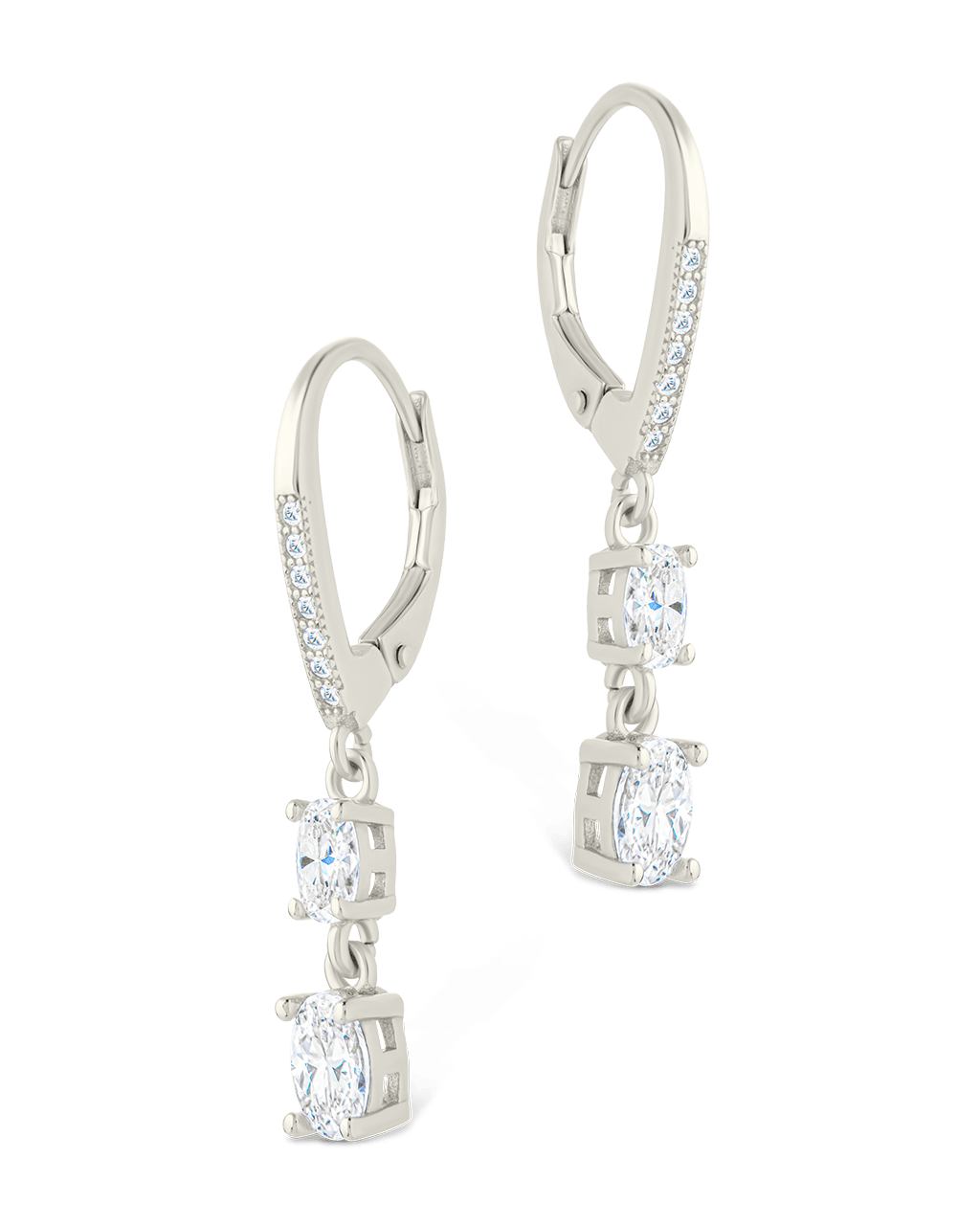 Sterling Silver Liesel Oval Cut CZ French Clip Earrings - Sterling Forever