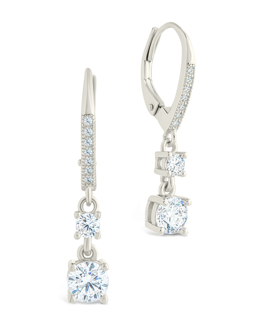 Sterling Silver Magdalena Brilliant Cut CZ French Clip Earrings