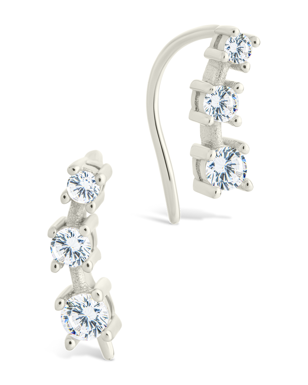 Sterling Silver Round Cut Mini Ear Crawlers