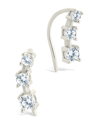 Sterling Silver Round Cut Mini Ear Crawlers - Sterling Forever