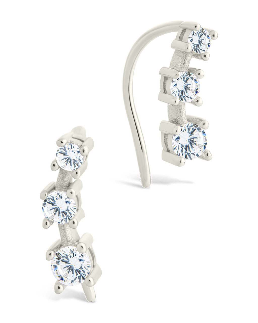 Sterling Silver Round Cut Mini Ear Crawlers - Sterling Forever