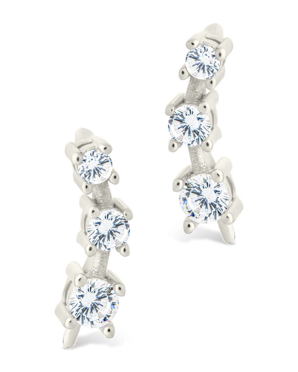 Sterling Silver Round Cut Mini Ear Crawlers - Sterling Forever