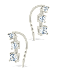 Sterling Silver Round Cut Mini Ear Crawlers - Sterling Forever