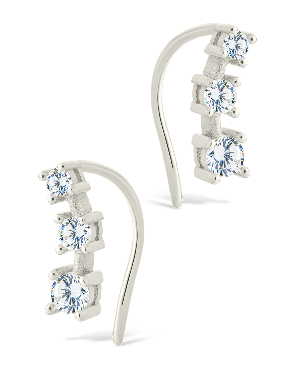 Sterling Silver Round Cut Mini Ear Crawlers - Sterling Forever