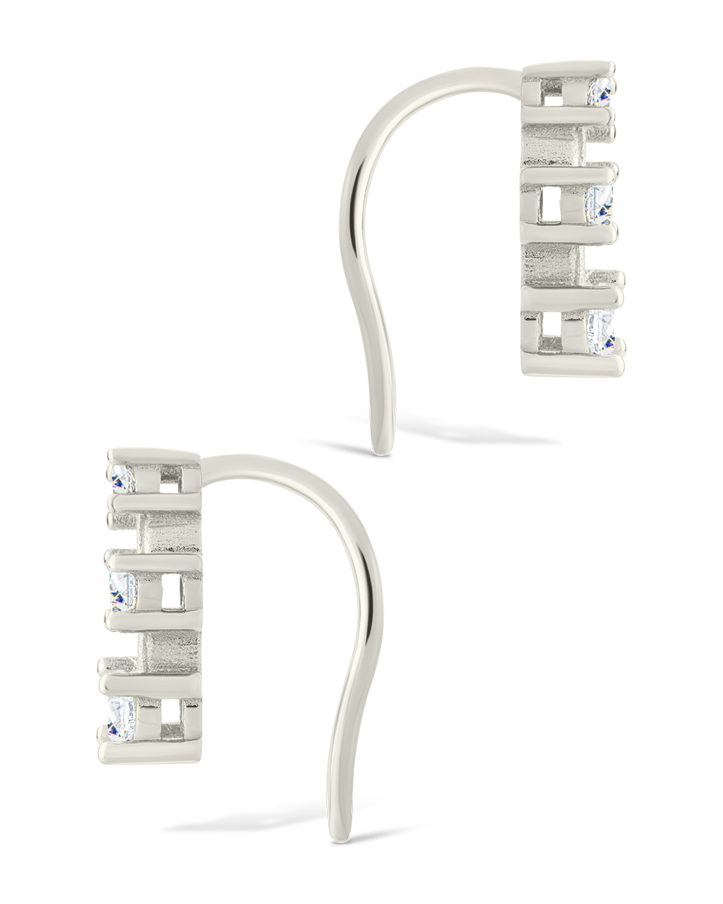 Sterling Silver Round Cut Mini Ear Crawlers