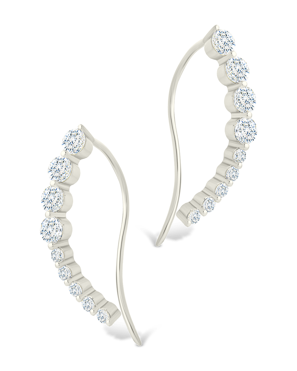 Sterling Silver Brilliant Round CZ Crawlers - Sterling Forever