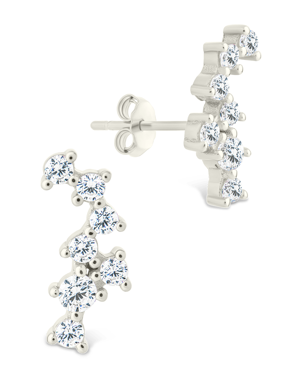 Sterling Silver Round Cut Cluster CZ Crawlers - Sterling Forever