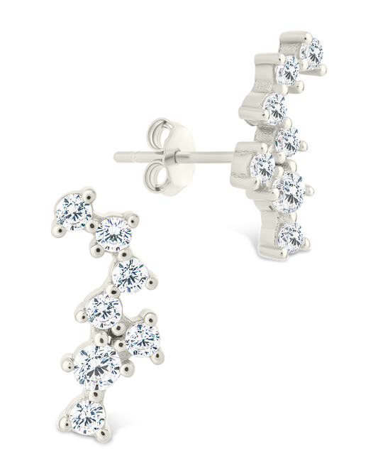 Sterling Silver Round Cut Cluster CZ Crawlers