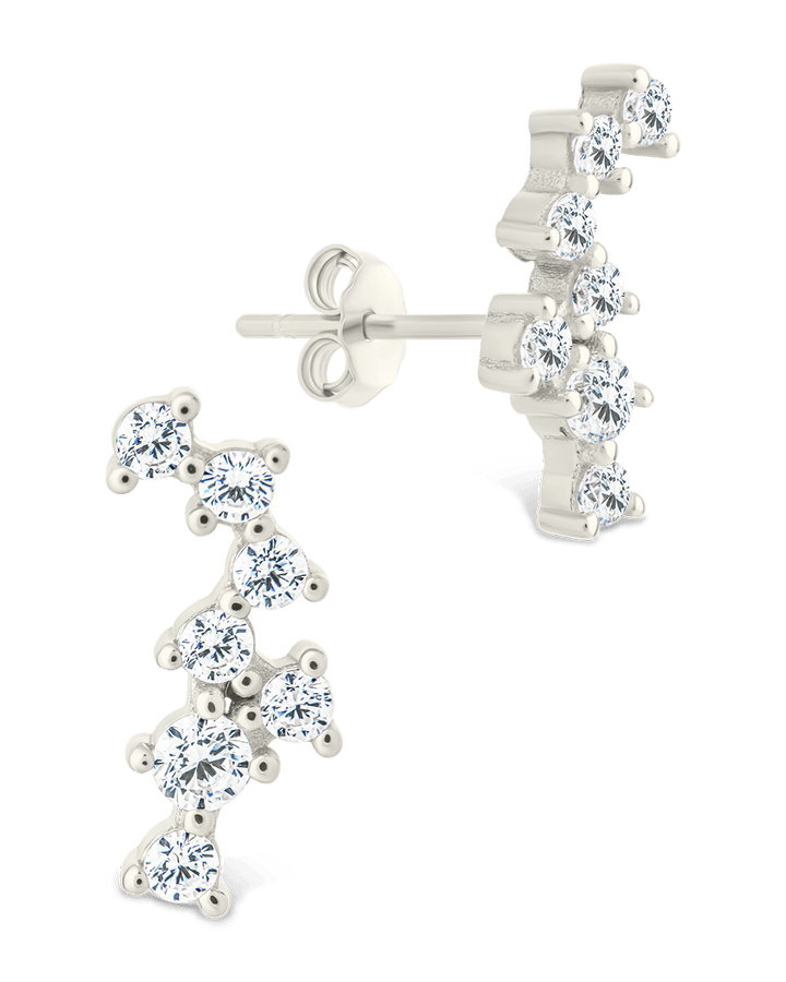 Sterling Silver Round Cut Cluster CZ Crawlers