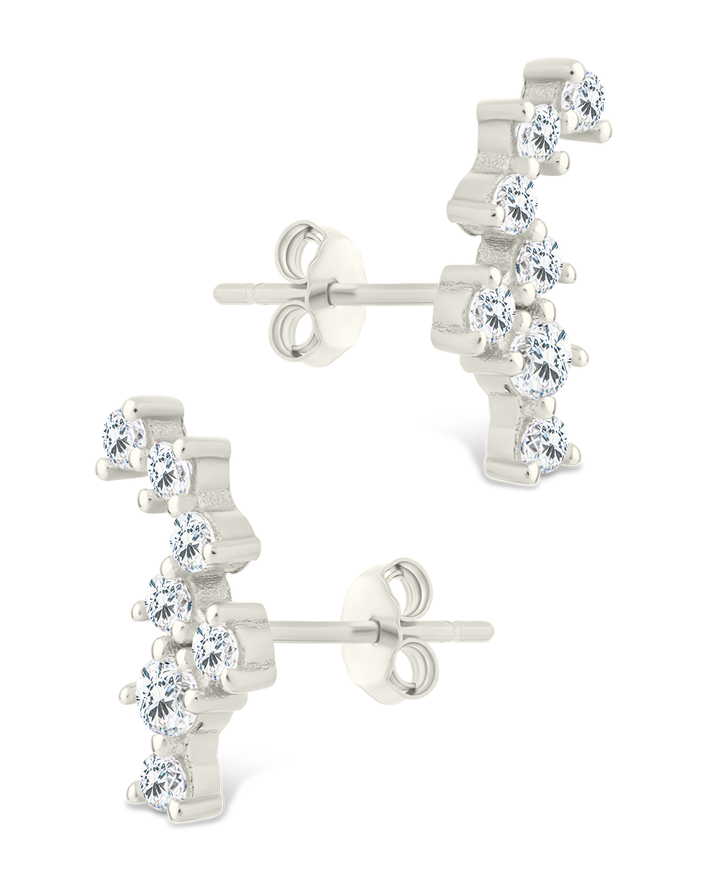 Sterling Silver Round Cut Cluster CZ Crawlers