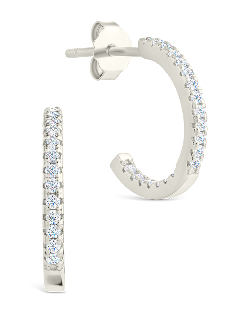 Sterling Silver Thin Bezel Statement Hoops