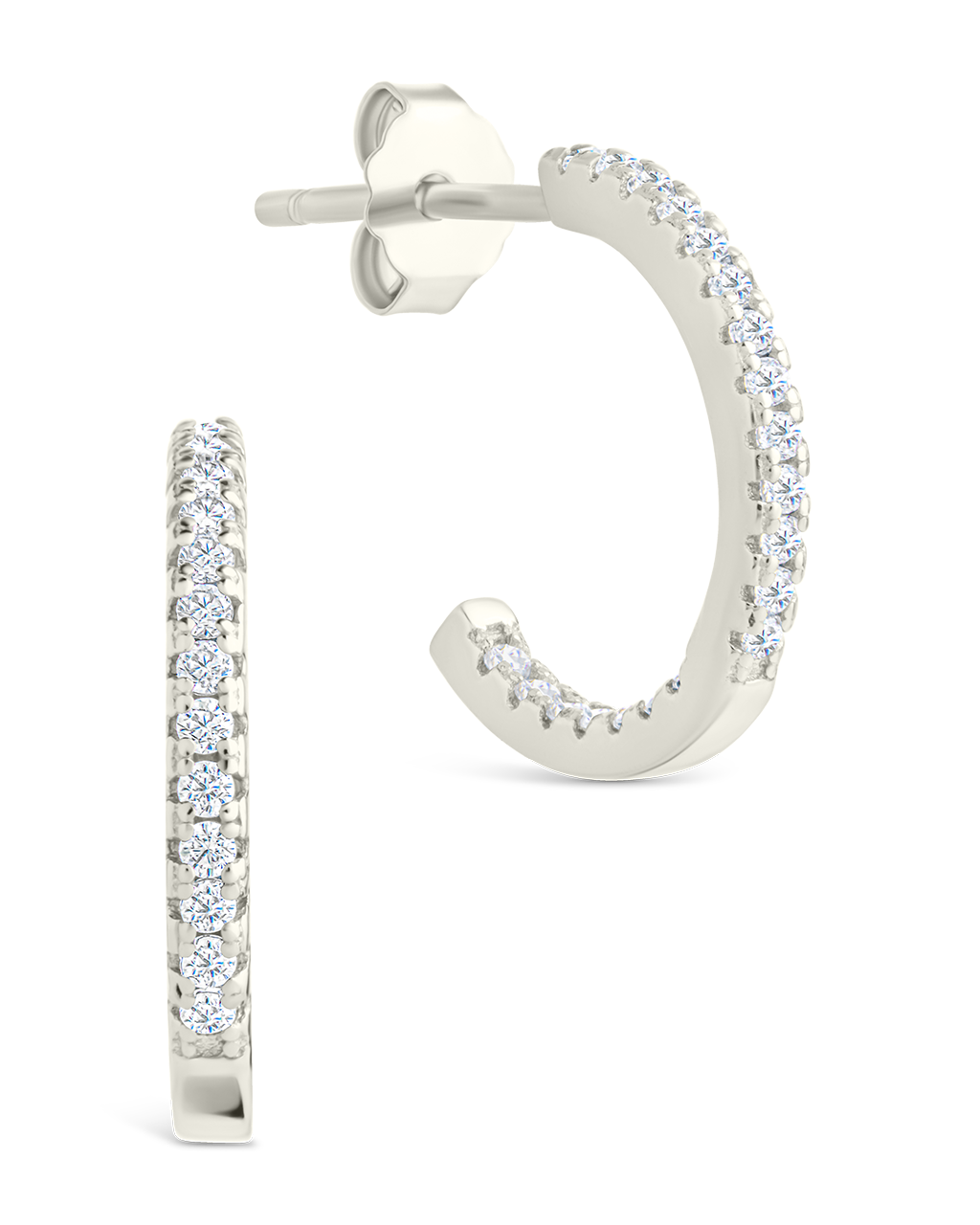 Sterling Silver Thin Bezel Statement Hoops