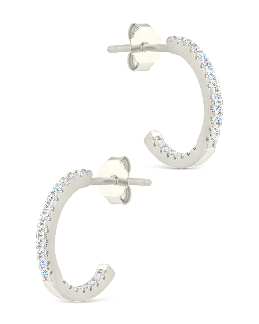 Sterling Silver Thin Bezel Statement Hoops