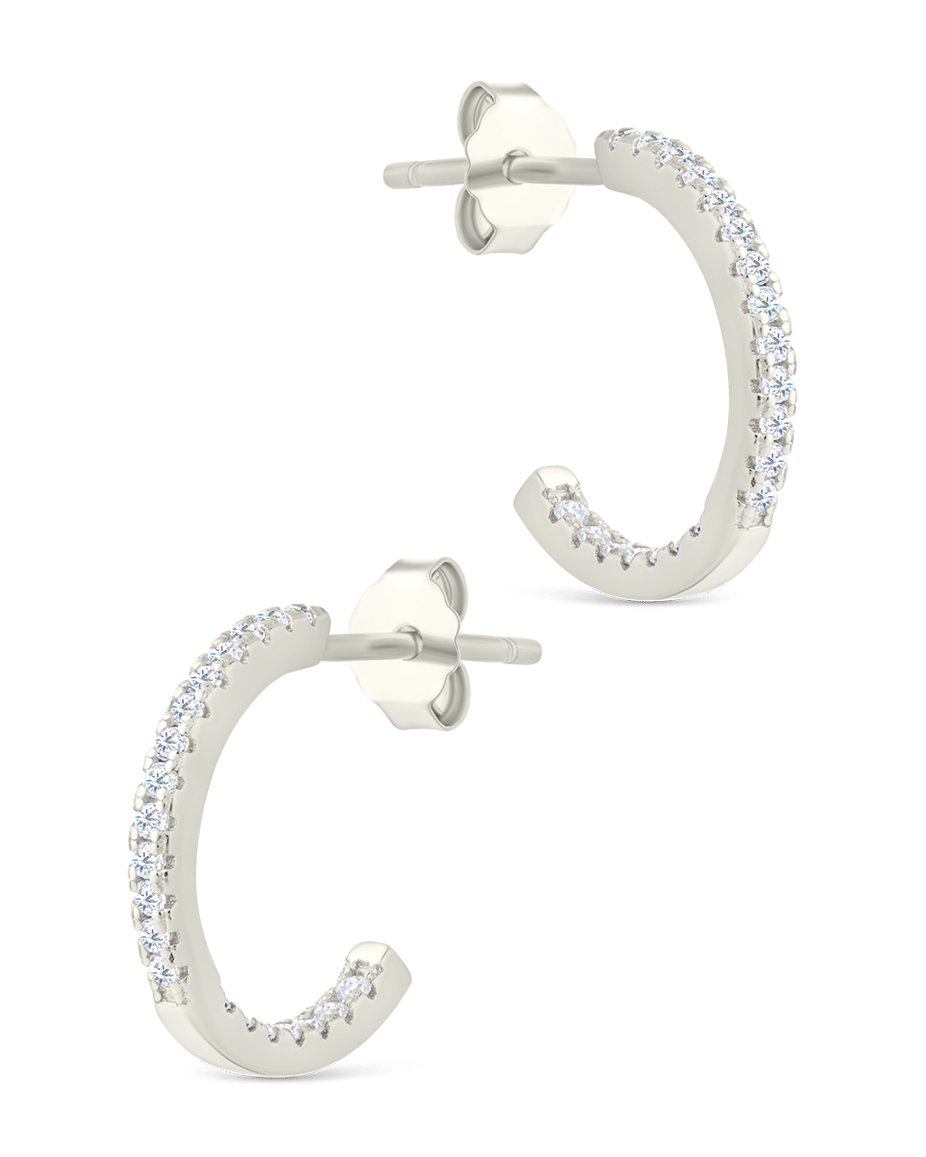 Sterling Silver Thin Bezel Statement Hoops - Sterling Forever
