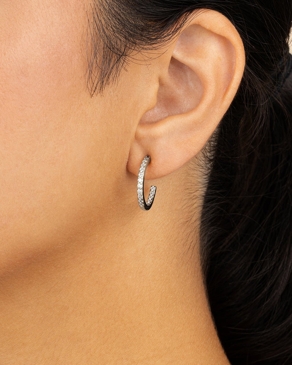 Sterling Silver Thin Bezel Statement Hoops - Sterling Forever