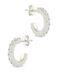 Sterling Silver Eleri CZ Tube Hoops - Sterling Forever