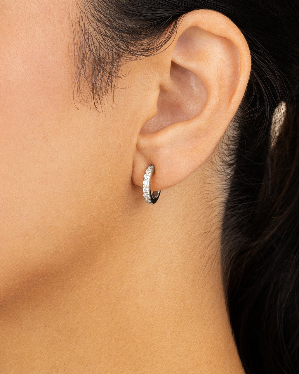 Sterling Silver Eleri CZ Tube Hoops - Sterling Forever